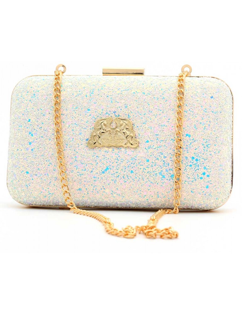 white sparkly bag