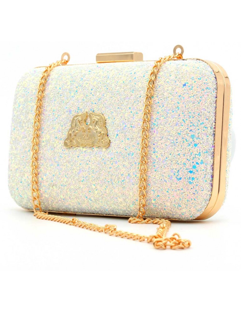 white sparkly bag