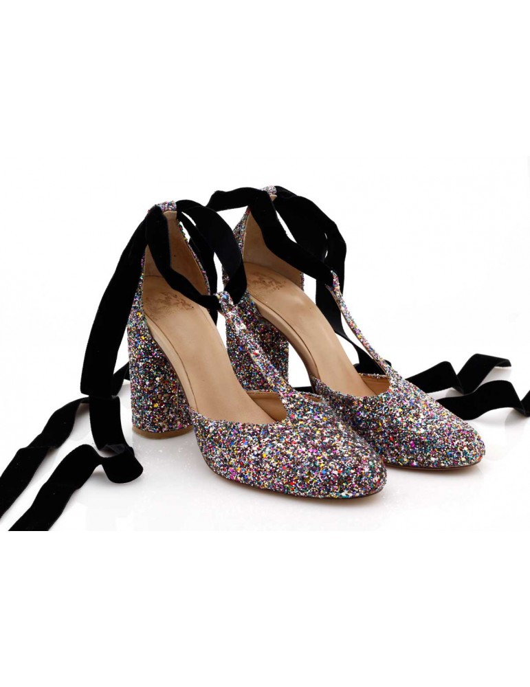 multi glitter heels