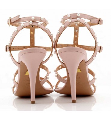 Miss Pearl Light Pink leather sandals