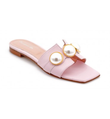 Miss Pearl Light Pink leather sandals